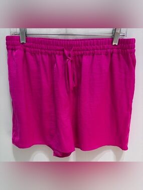 Naked Zebra Hot Pink Drawstring Relaxed Silky Shorts